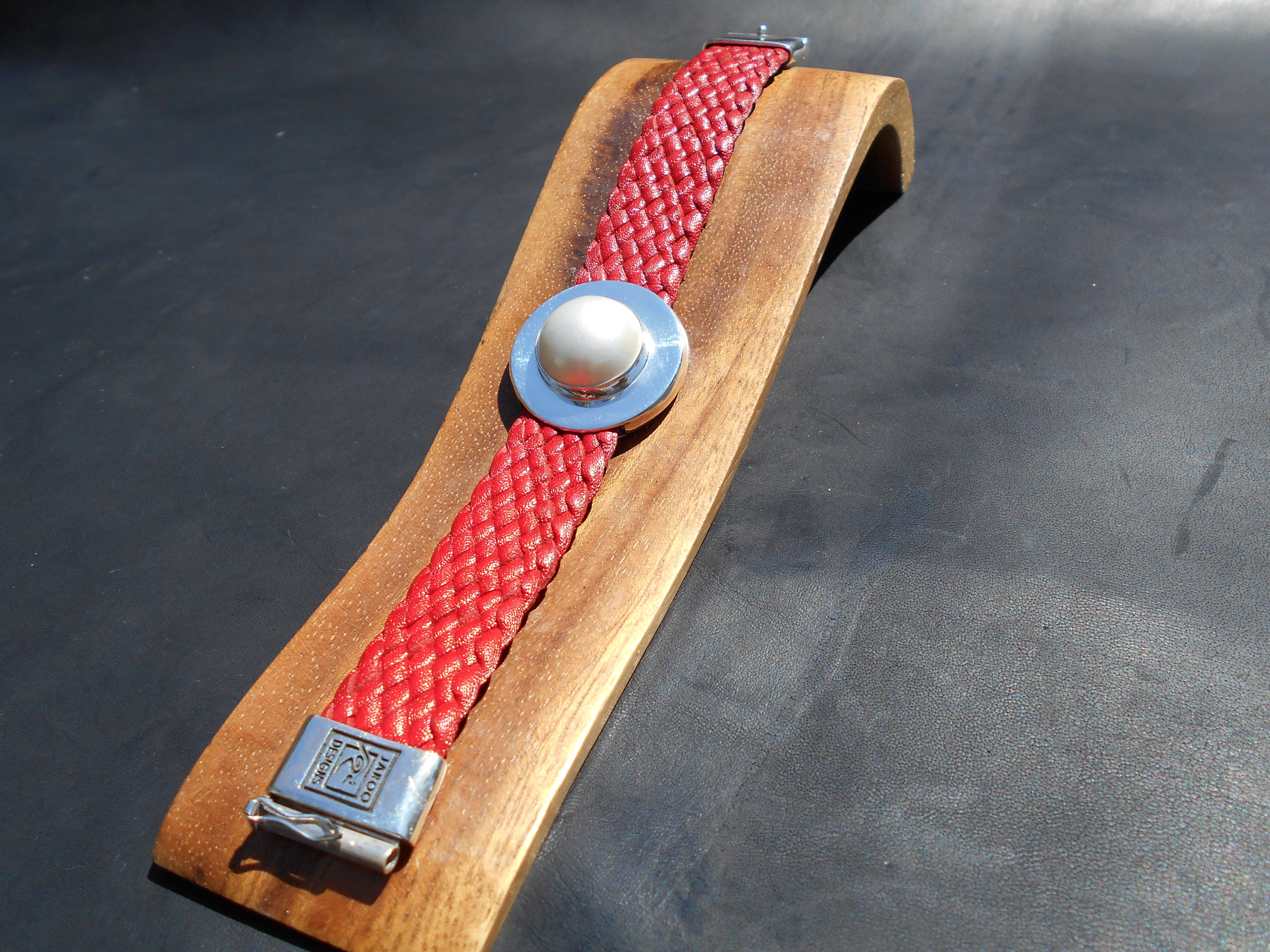 Large White Mabe Pearl set in Sterling Silver with Safety Lock