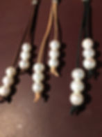 Thumbnail: Adjustable Necklace, 6 Round Fresh Water Pearls