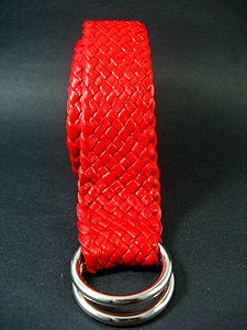 Thumbnail: Handplaited  Kangaroo Leather belt with 2 rings