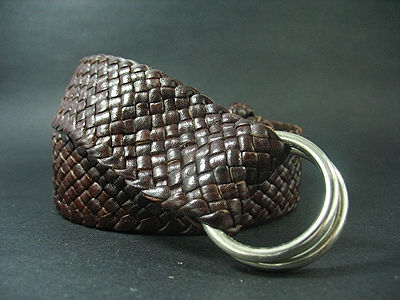 Thumbnail: Handplaited  Kangaroo Leather belt with 2 rings