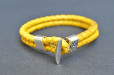 Thumbnail: Cufflink style sterling silver bracelet