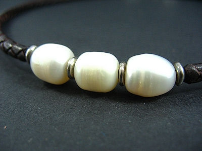 Thumbnail: 3 White Fresh Water Pearl Necklace