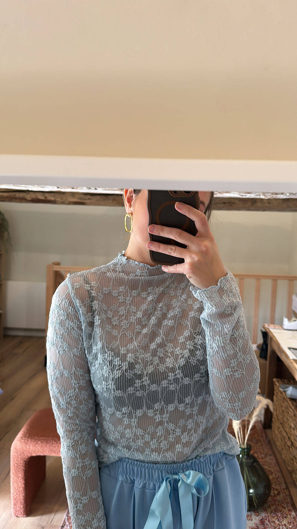 Miniature : Top dentelle bleu ciel 