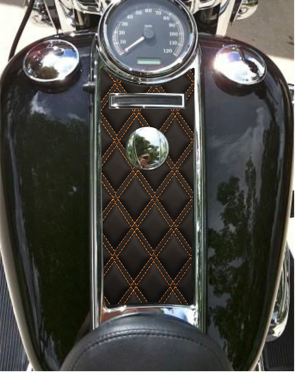 Thumbnail: Leather Stitch Look Road King Console Dash Panel insert. Fits 08 to 23+