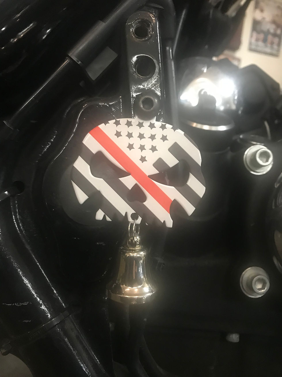 Thumbnail: Fire Fighter Red Line American Flag Skull Bell Hanger