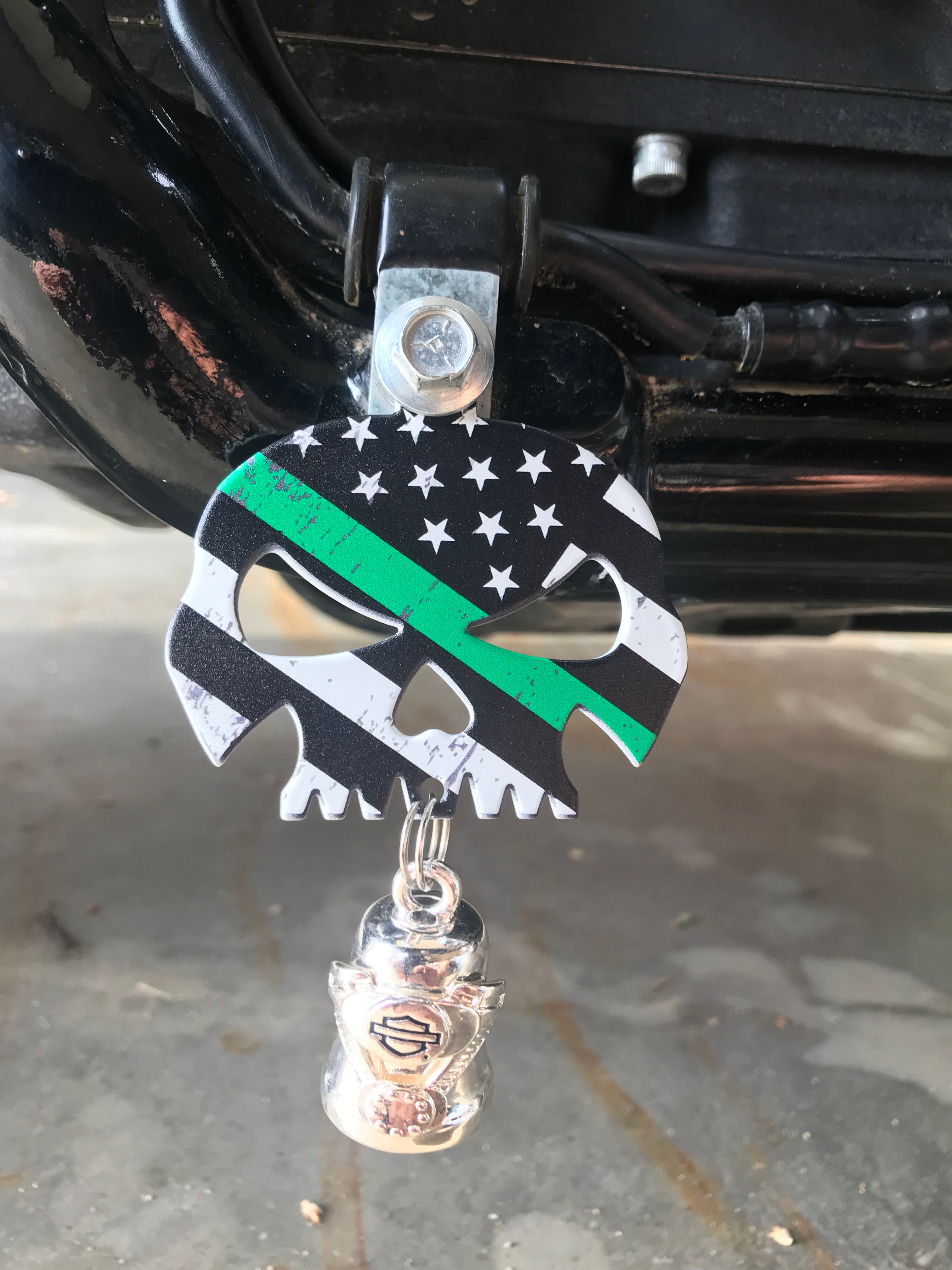 Military American Flag Skull Bell Holder