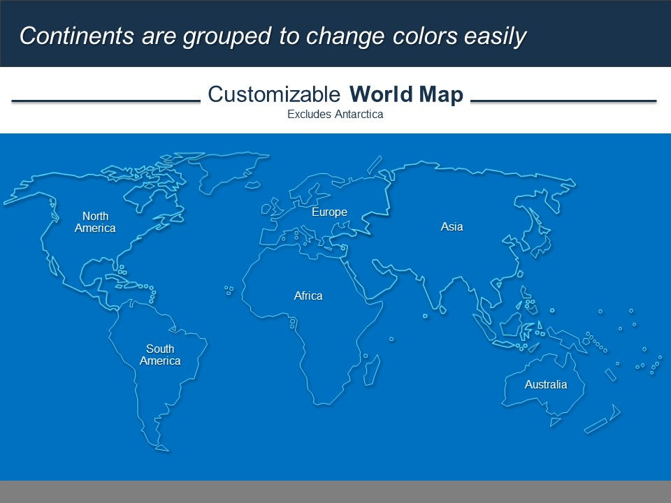 World Map - Blue on Blue Outline
