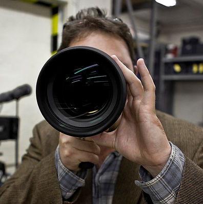 Cody Duckwort with director's viewfinder