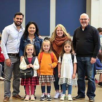 blended family at school event