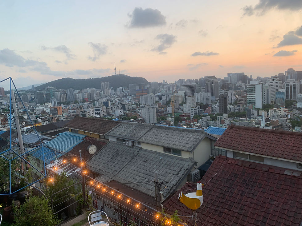 Ihwa Mural Village cafe sunset view. Photo source: Gabriella