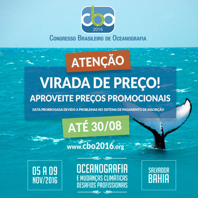 CBO'2016 - PRAZO PARA INSCRIÇÕES COM DESCONTOS FOI PRORROGADO PARA ATÉ DIA 30 DE AGOSTO