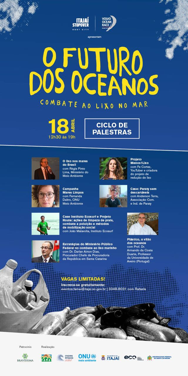 Programação do Ciclo de Palestras "O futuro dos oceanos: Combate ao lixo no mar"