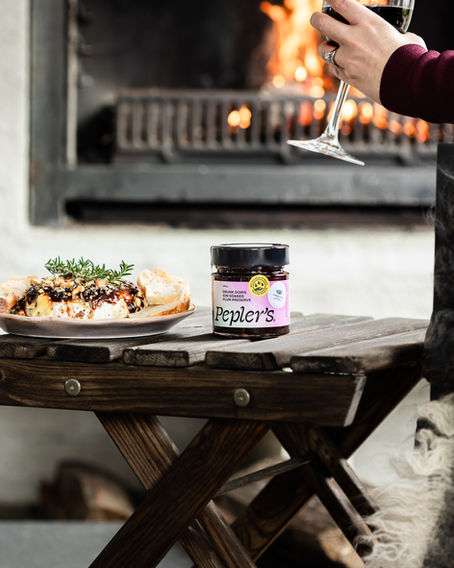Pepler's jar by the fire, with baked brie and red wine in hand.