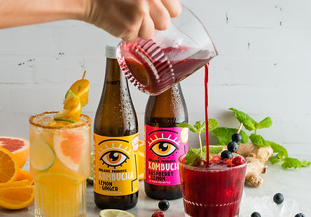 Raspberry Lemon Kombucha Mocktail with Ginger