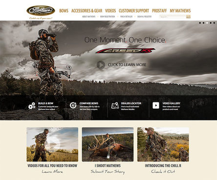 Archery Equipment, Hunting Bows, Hunting Accessories website design. 