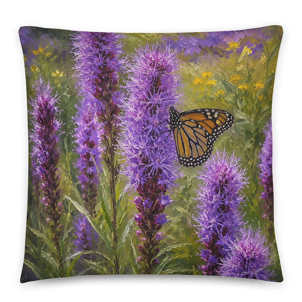 Thumbnail: Blazing Star Wildflower Throw Pillow – Oil Painting Design