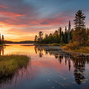 A beautiful lake in northern minnesota sunrise