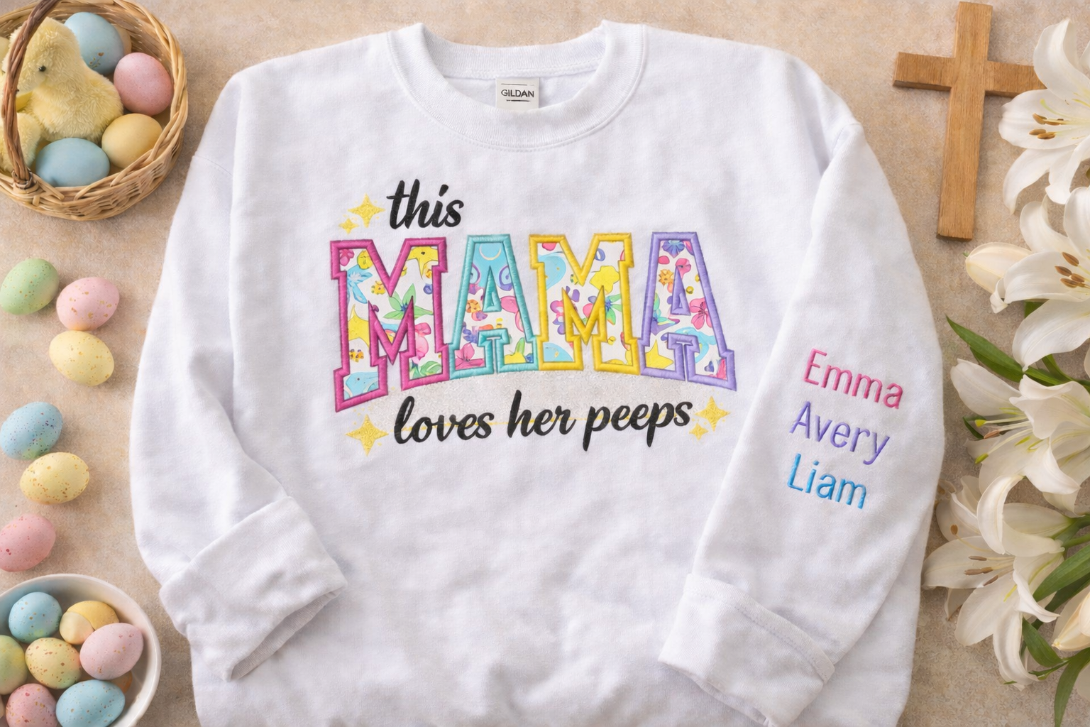 Custom "MAMA" loves her PEEPS | Easter Mom Applique Shirt | Easter Gift