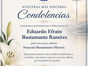 Nota de Condolencias a nuestra afiliada Neucenis Bustamante