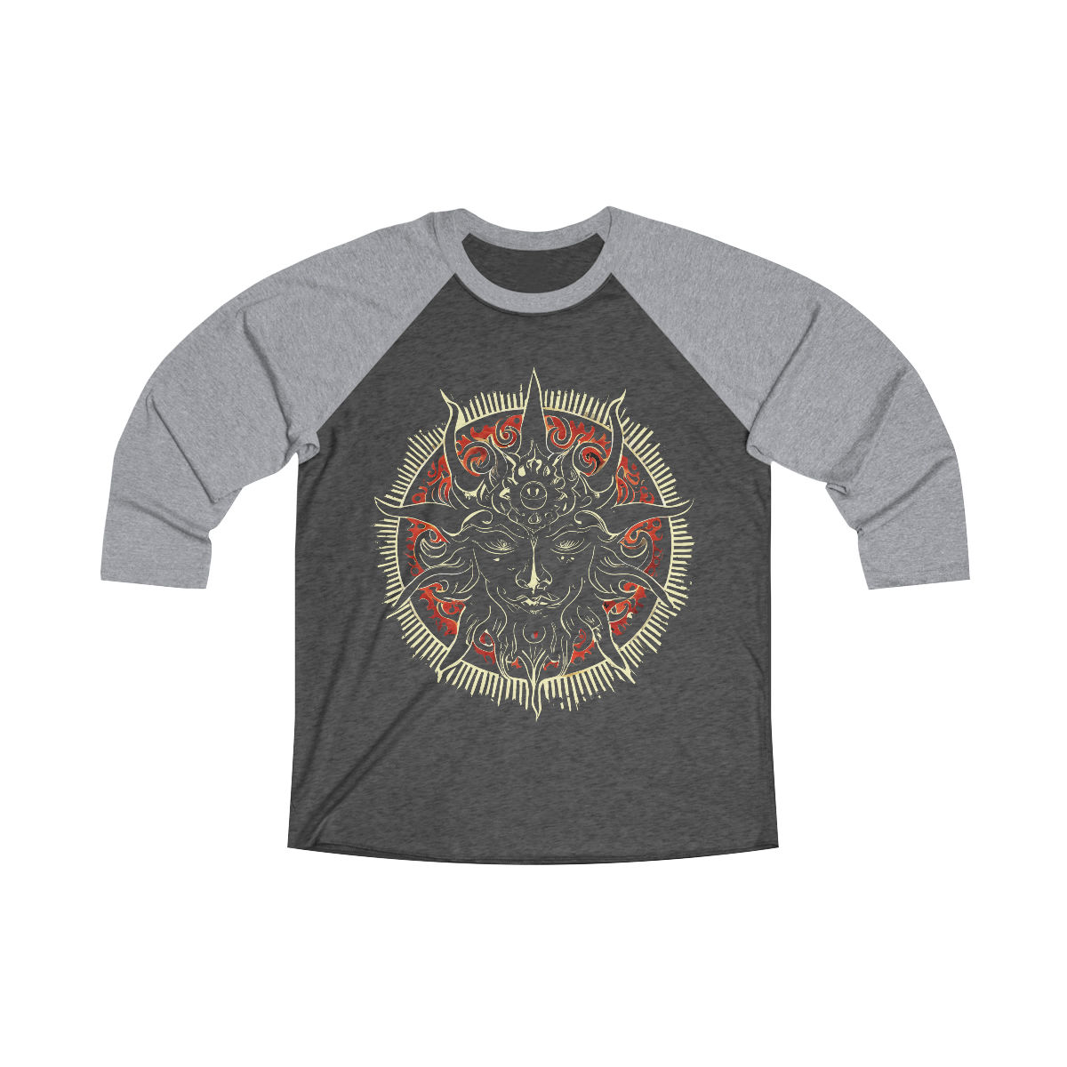 "Black Sun" --- Unisex Tri-Blend 3\4 Raglan Tee