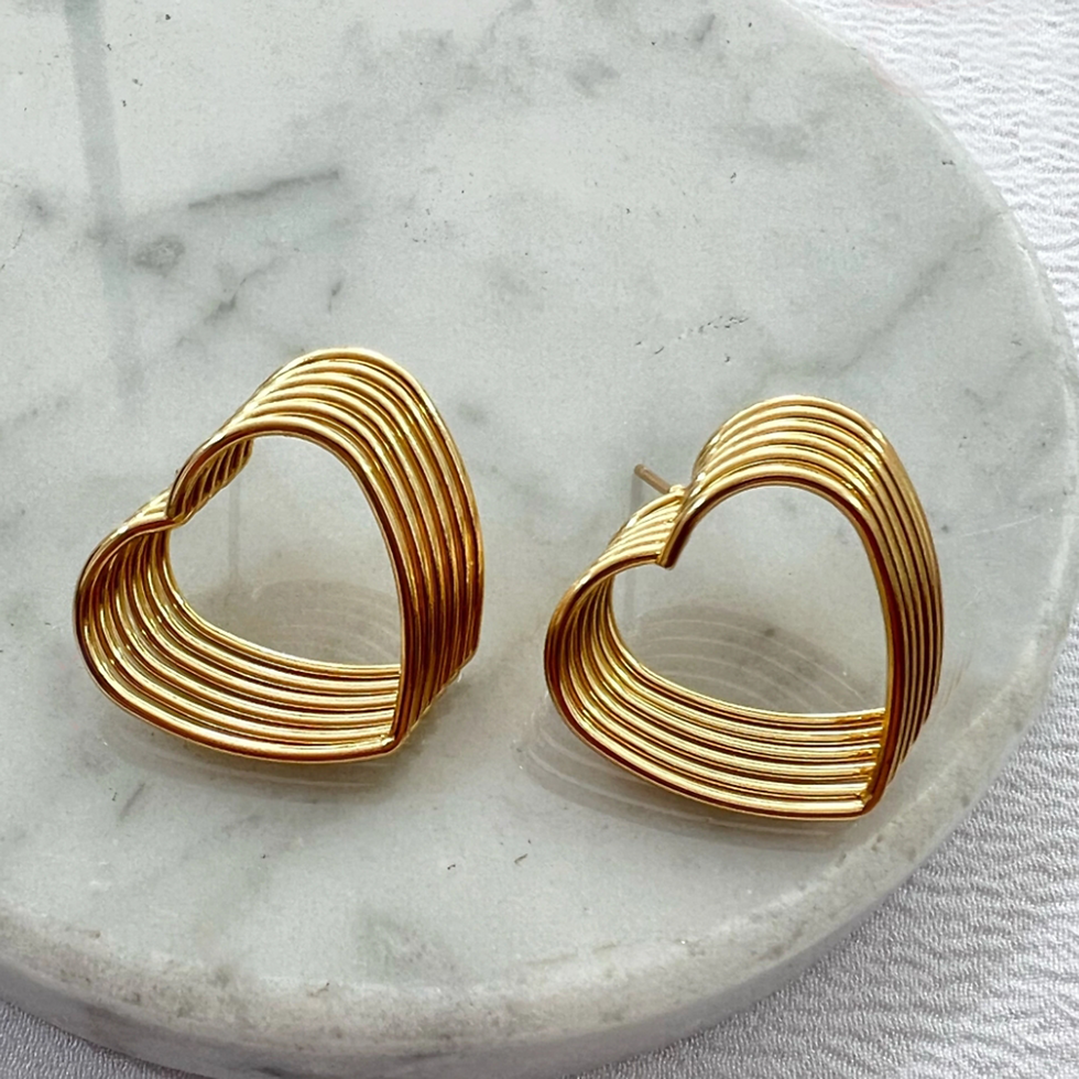 Golden Western Geometric Heart Statement Stud Earrings