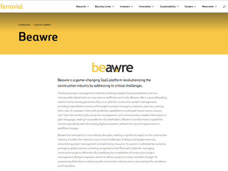 Beawre signs a multi-year agreement with Ferrovial to drive smarter risk management in construction