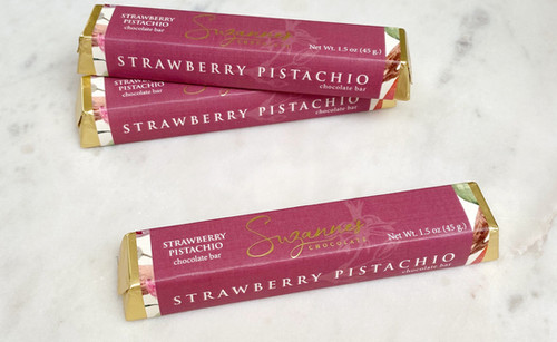 Strawberry Pistachio Chocolate Bar | Suzanne's Chocolate