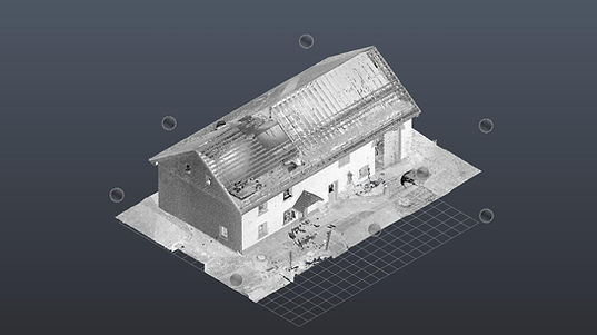 Scan et maquette d'un bâtiment de 1850