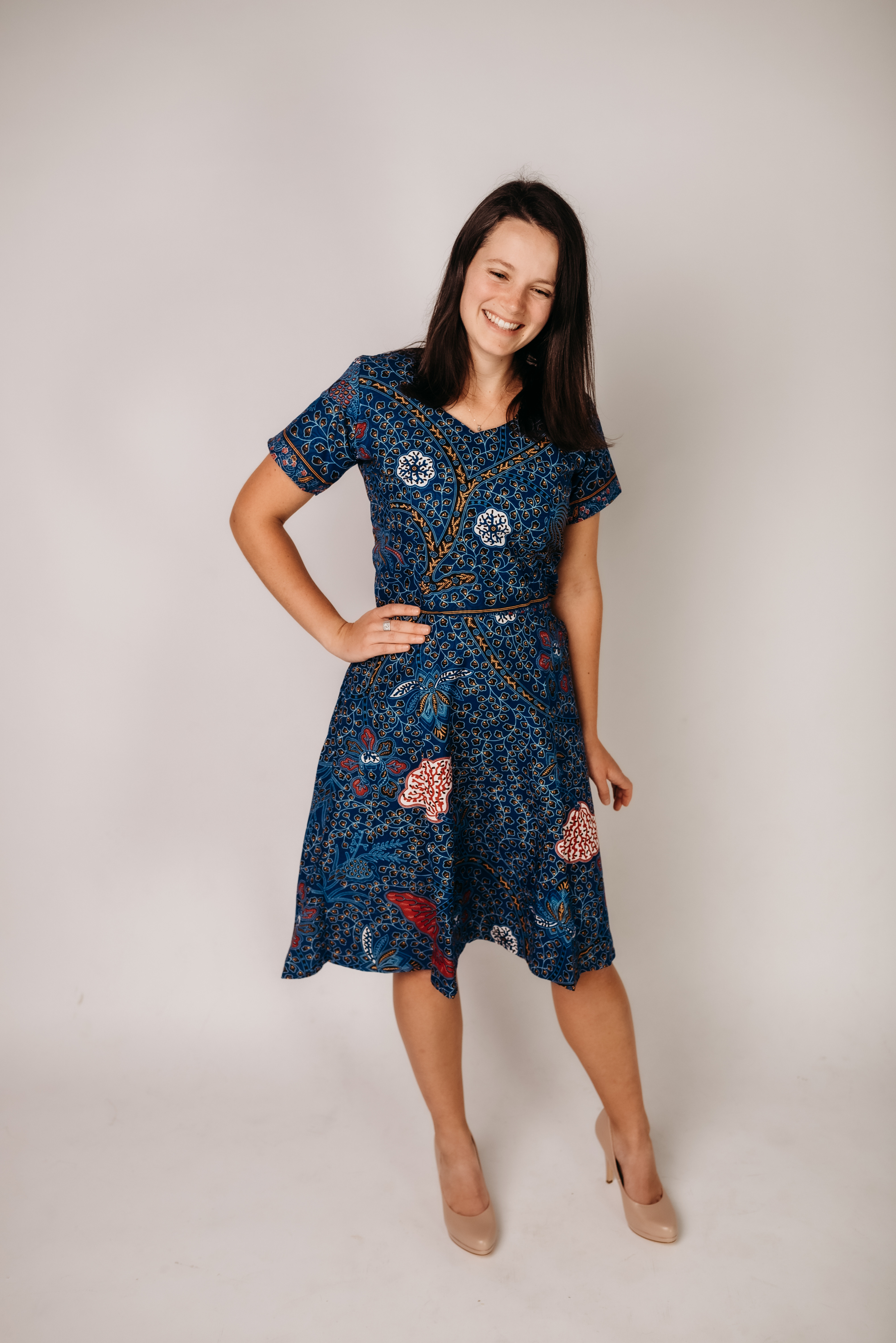 Blue Short Sleeve Dress