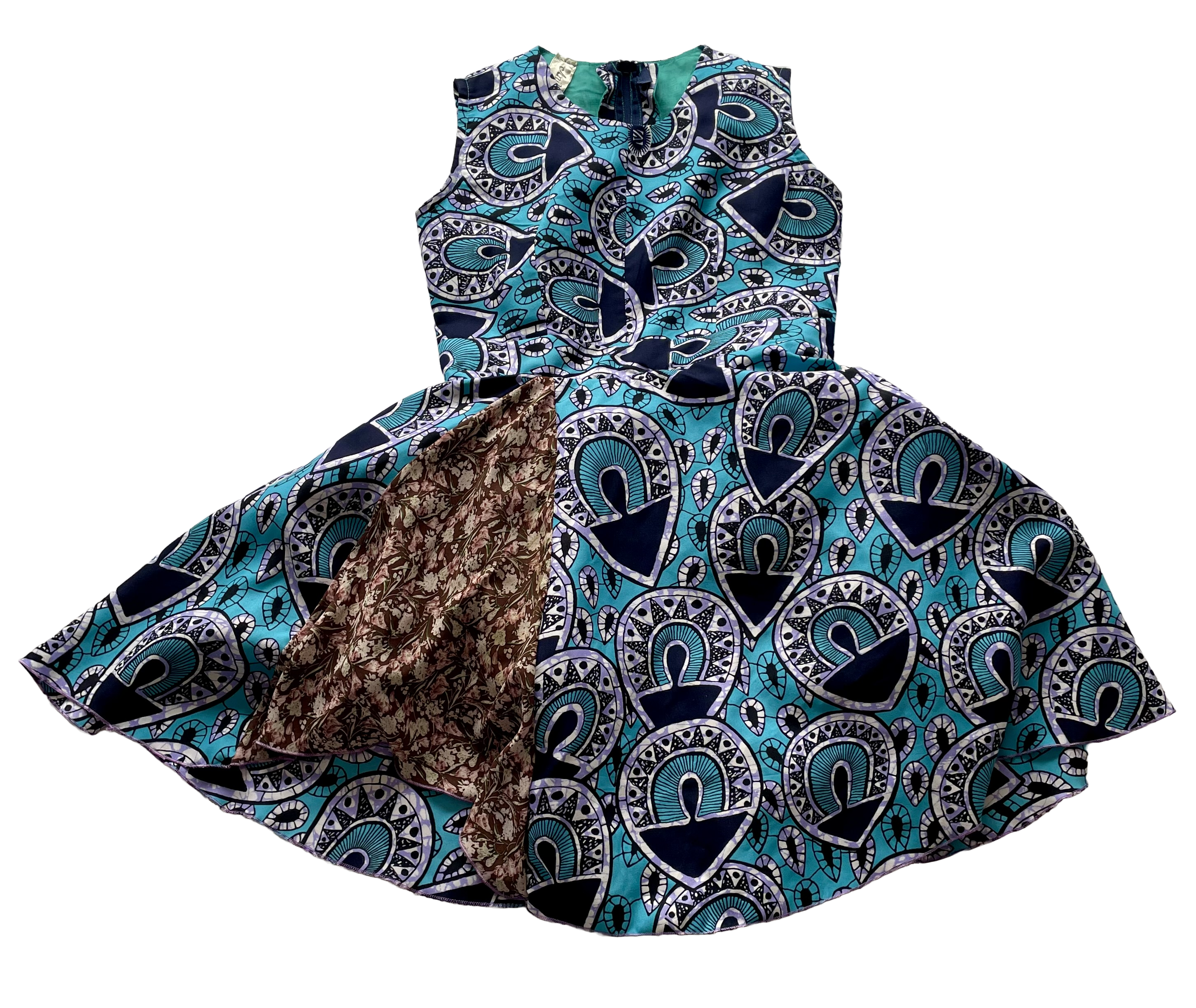 Jewel Neckline Dress with Accent Fabric