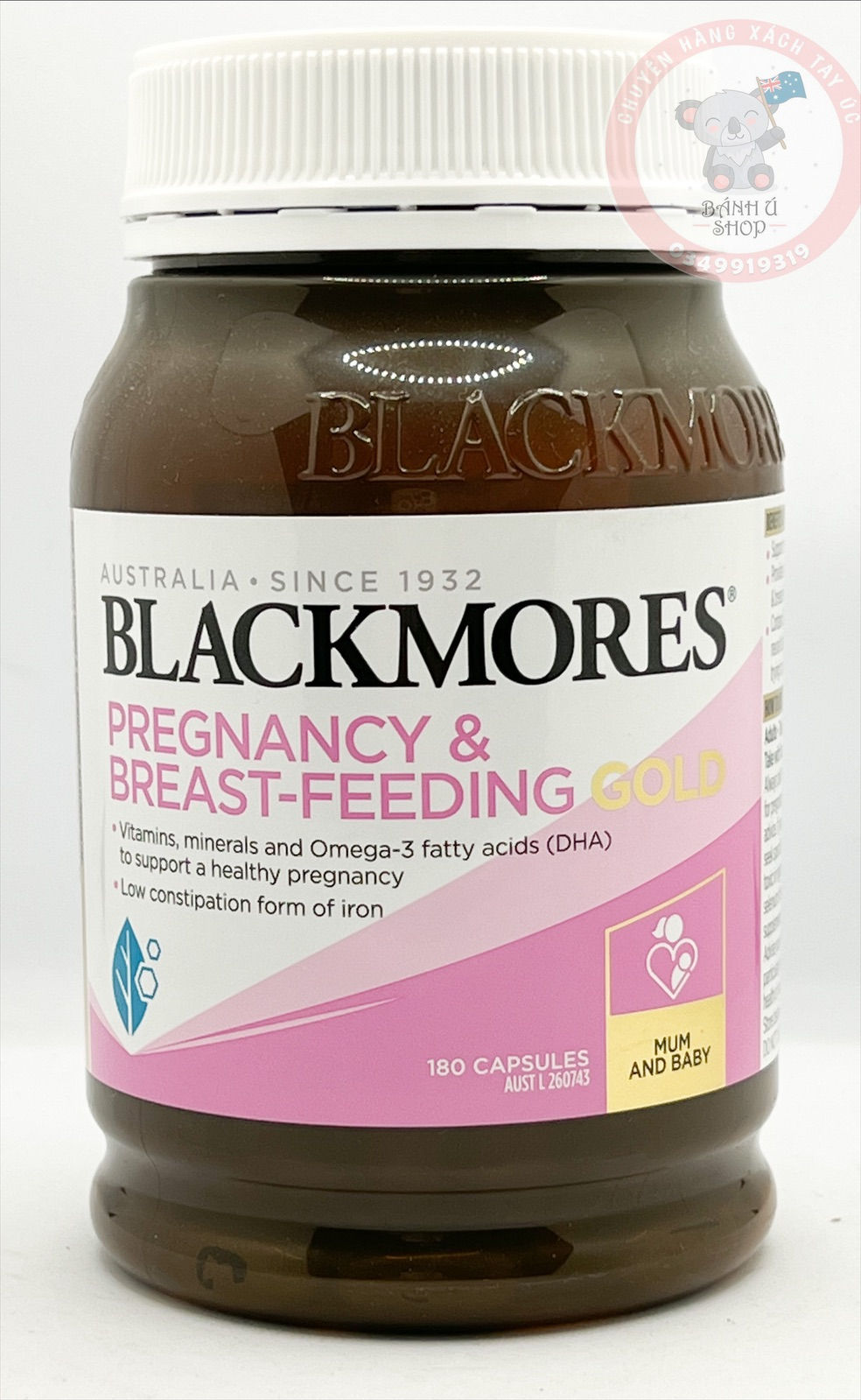 Blackmores Pregnancy & Breast Feeding Gold cho bà bầu 180 viên