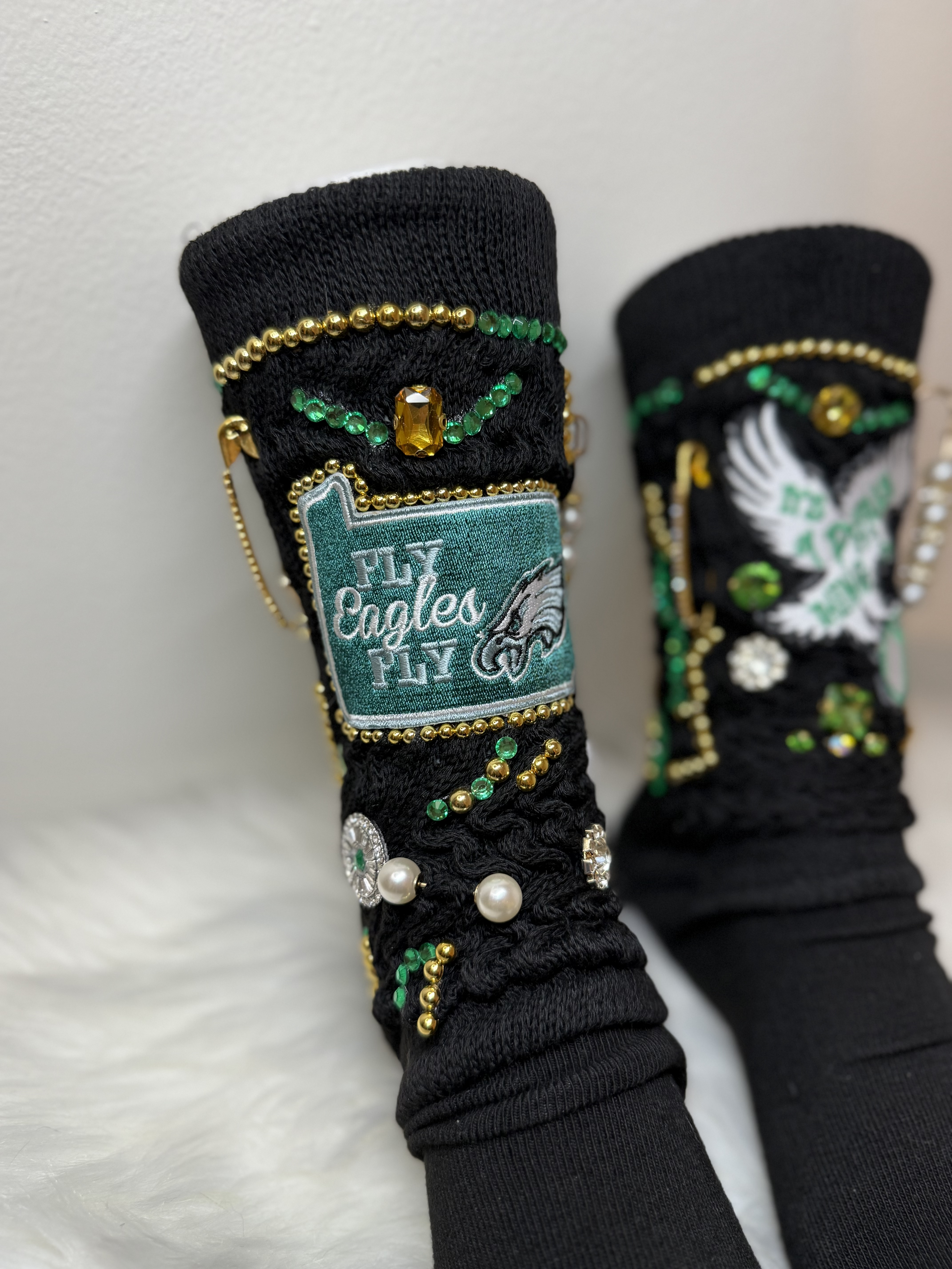 Black Bling/Junk Scrunch Socks