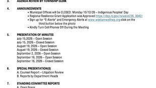Livestream for tonight's West Amwell Township Committee Meeting 10/07/2026