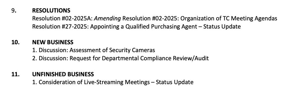 West Amwell Township Committee Meeting February 19, 2025