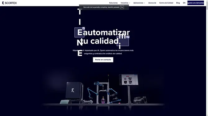 Vista de Scortex, solución de visión por computadora para control de calidad en la manufactura con IA