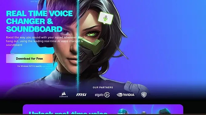 Captura de Voicemod, herramienta de modificación y creación de voces con tecnología de inteligencia artificial.
