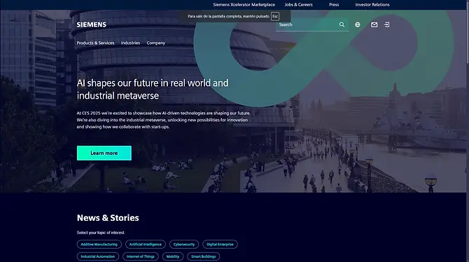 Vista de Siemens Robotics, soluciones de automatización y robótica avanzada