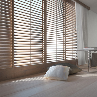 Wooden blinds and wooden floor