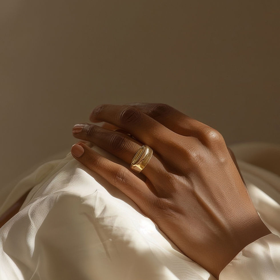 Close-up of hand wearing gold ring