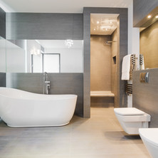 A concrete designed bathroom