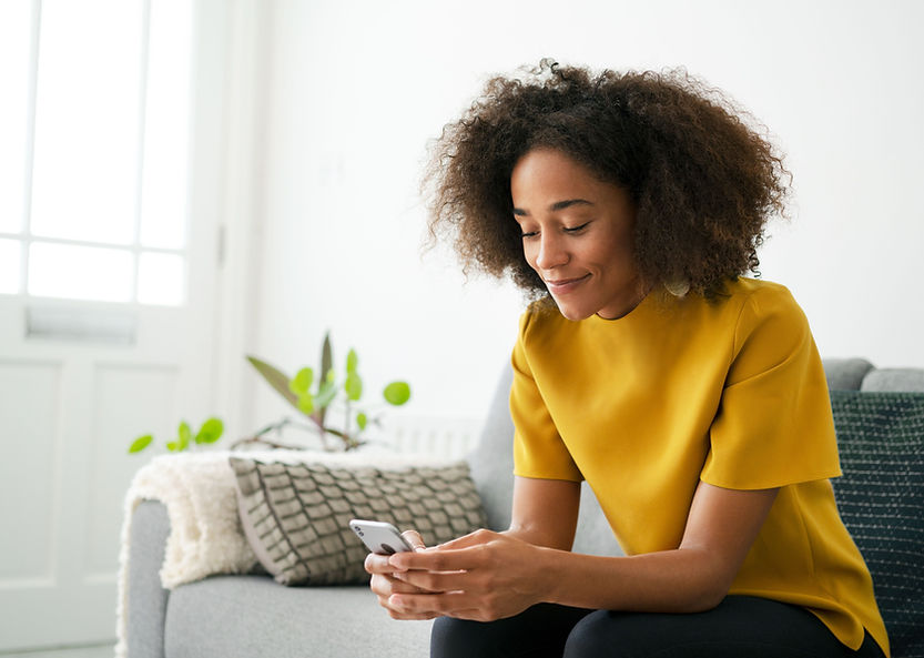 woman looking at her phone