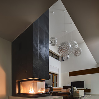 Living room with a fireplace