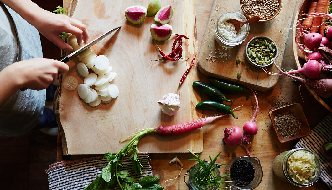 Discover the artisanal process behind Tabula. French-Mediterranean catering with fresh ingredients and vibrant seasonal produce prep.