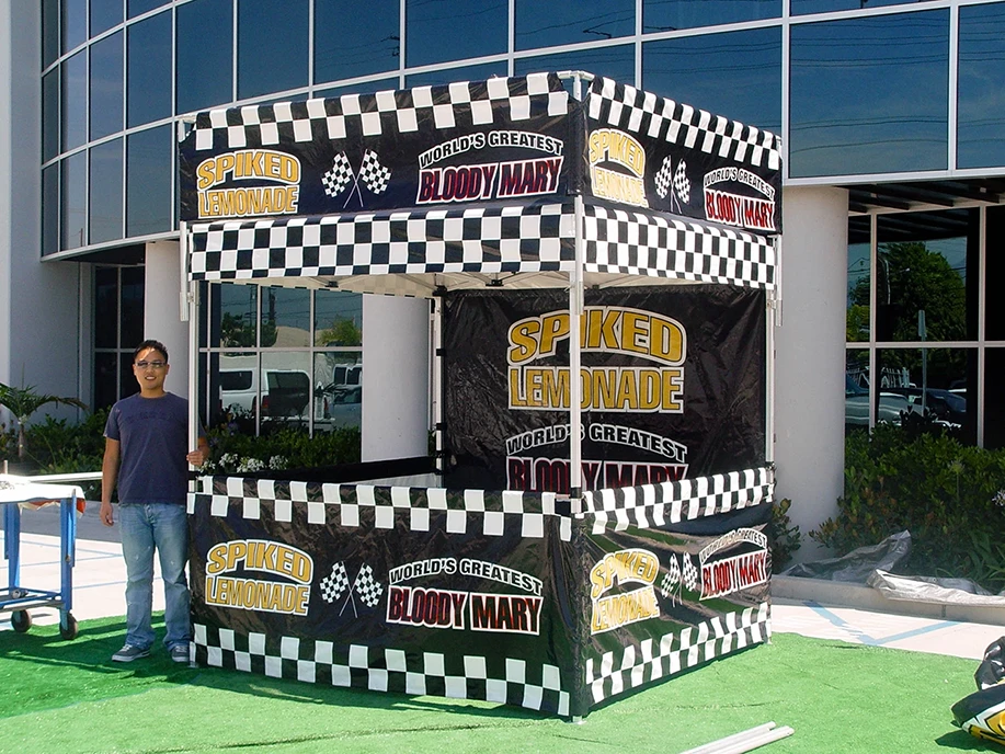 Canopy with banners and walls