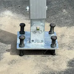 Structure tent ballast base plate securing aluminum frame