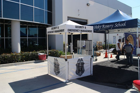 5x5 emergency response canopy tent with public safety graphics and compact setup