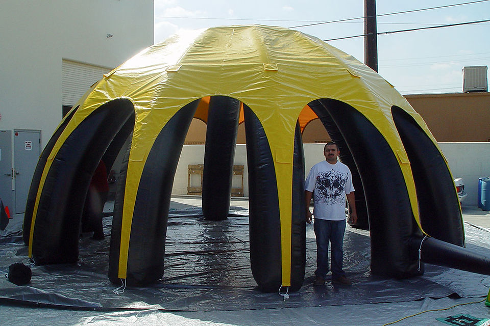 Inflatable Spider Dome with a yellow cover