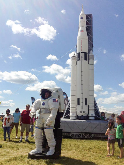 Inflatable astronaut and Nasa rocket ship