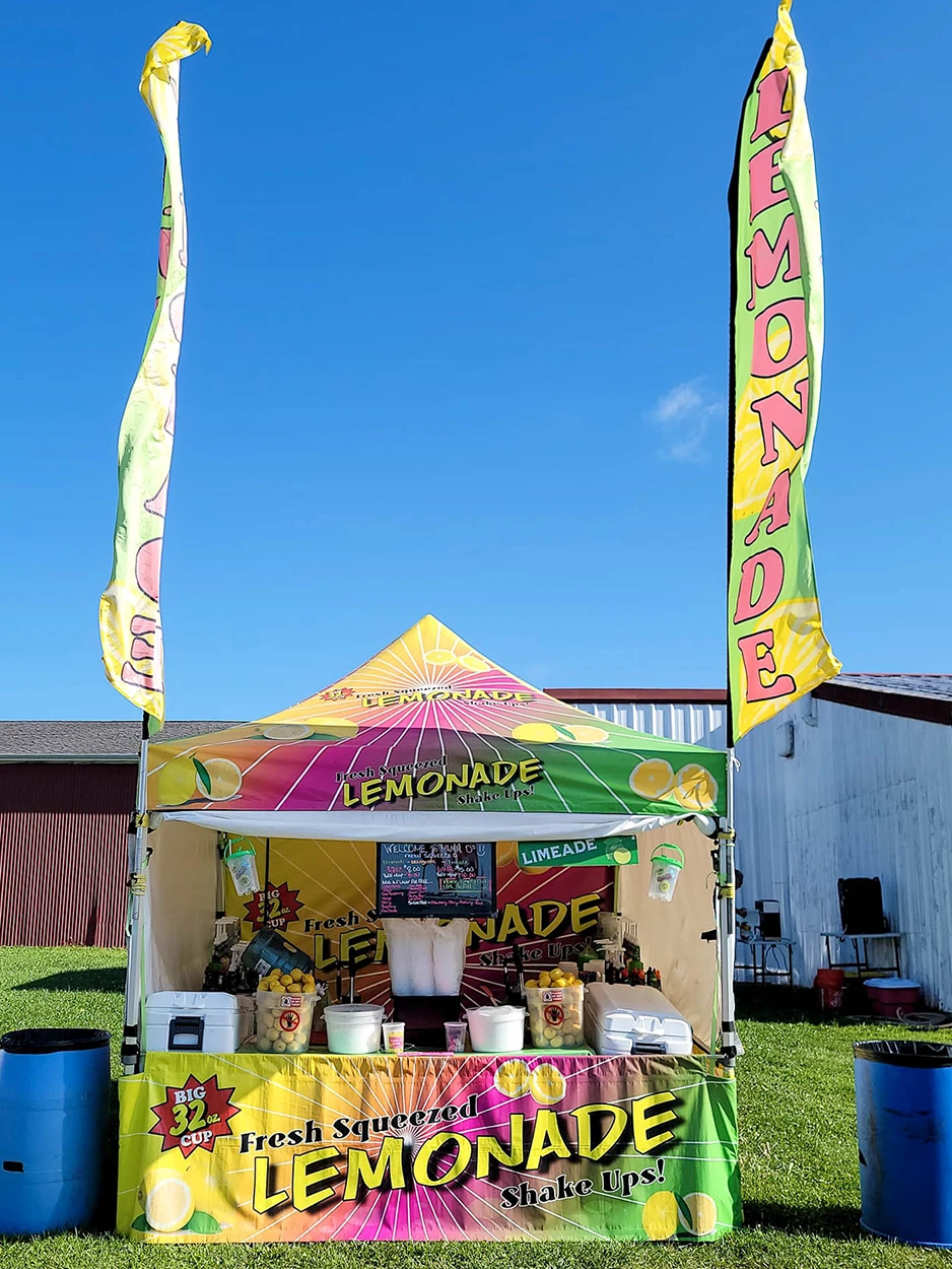 Pop Up Canopy with Flags for lemonade booth