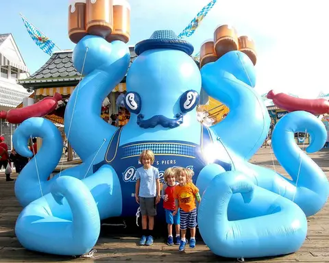 Custom inflatable octopus character for an Oktoberfest event